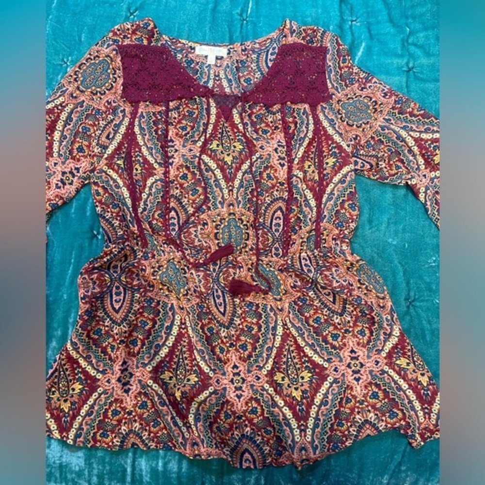 Love, Fire, Paisley tunic top